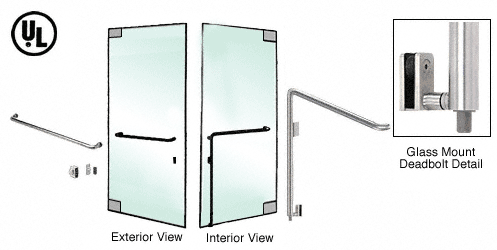 C.R. Laurence CRL Brushed Stainless Left Hand Double Acting Glass Mount Keyed Access &quot;A&quot; Exterior Bottom Securing Deadbolt Handle | DB110A2GKBS