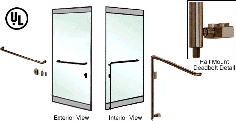 C.R. Laurence CRL Oil Rubbed Bronze Left Hand Double Acting Rail Mount Keyed Access &quot;A&quot; Exterior Bottom Securing Deadbolt Handle | DB110A2RK0RB