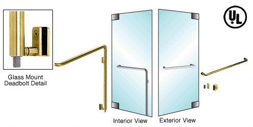 C.R. Laurence CRL Satin Brass Right Hand Reverse Glass Mount Keyed Access &quot;A&quot; Exterior Bottom Securing Deadbolt Handle | DB110A3GKSB