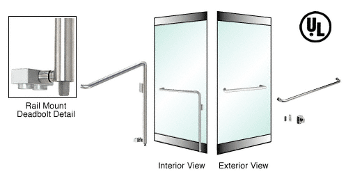 C.R. Laurence CRL Polished Stainless Right Hand Reverse Rail Mount Cylinder/Thumbturn &quot;A&quot; Exterior Bottom Securing Deadbolt Handle | DB110A3R1PS