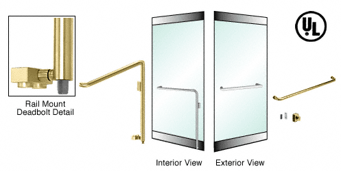 C.R. Laurence CRL Satin Brass Right Hand Reverse Rail Mount Cylinder/Thumbturn &quot;A&quot; Exterior Bottom Securing Deadbolt Handle | DB110A3R1SB