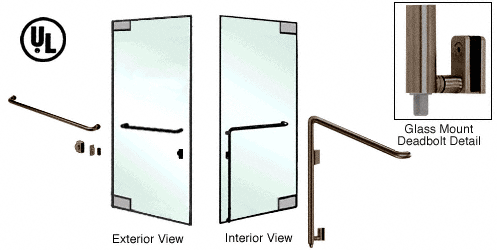 C.R. Laurence CRL Oil Rubbed Bronze Left Hand Reverse Glass Mount Keyed Access &quot;A&quot; Exterior Bottom Securing Deadbolt Handle | DB110A4GK0RB