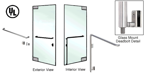 C.R. Laurence CRL Brushed Stainless Left Hand Reverse Glass Mount Keyed Access &quot;A&quot; Exterior Bottom Securing Deadbolt Handle | DB110A4GKBS