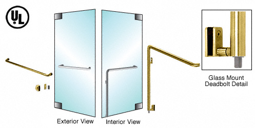 C.R. Laurence CRL Satin Brass Left Hand Reverse Glass Mount Keyed Access &quot;A&quot; Exterior Bottom Securing Deadbolt Handle | DB110A4GKSB