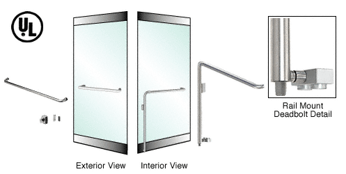 C.R. Laurence CRL Brushed Stainless Left Hand Reverse Rail Mount Cylinder/Thumbturn &quot;A&quot; Exterior Bottom Securing Deadbolt Handle | DB110A4R1BS