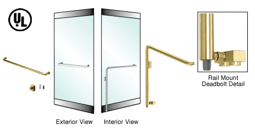 C.R. Laurence CRL Satin Brass Left Hand Reverse Rail Mount Cylinder/Thumbturn &quot;A&quot; Exterior Bottom Securing Deadbolt Handle | DB110A4R1SB