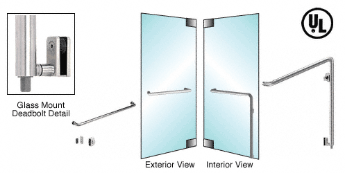 C.R. Laurence CRL Brushed Stainless Right Hand Glass Mount Thumbturn/Keyed Access &quot;A&quot; Exterior Bottom Securing Deadbolt Handle | DB110A5G1BS