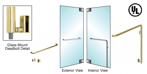 C.R. Laurence CRL Polished Brass Right Hand Swing Glass Mount Keyed Access &quot;A&quot; Exterior Bottom Securing Deadbolt Handle | DB110A5GKPB