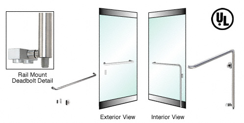 C.R. Laurence CRL Brushed Stainless Right Hand Rail Mount Thumbturn/Keyed Access &quot;A&quot; Exterior Bottom Securing Deadbolt Handle | DB110A5R1BS