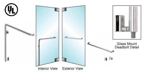 C.R. Laurence CRL Brushed Stainless Left Hand Glass Mount Thumbturn/Keyed Access &quot;A&quot; Exterior Bottom Securing Deadbolt Handle | DB110A6G1BS