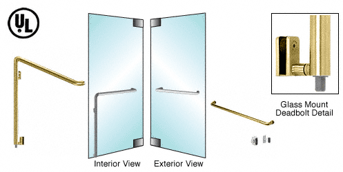 C.R. Laurence CRL Satin Brass Left Hand Swing Glass Mount Keyed Access &quot;A&quot; Exterior Bottom Securing Deadbolt Handle | DB110A6GKSB