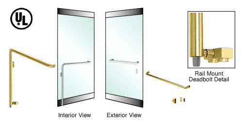 C.R. Laurence CRL Satin Brass Left Hand Rail Mount Keyed Access &quot;A&quot; Exterior Bottom Securing Deadbolt Handle | DB110A6RKSB