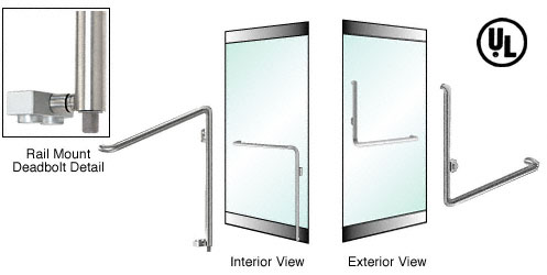 C.R. Laurence CRL Polished Stainless Right Hand Reverse Rail Mount Keyed Cylinder Access &quot;B&quot; Exterior Bottom Securing Deadbolt Handle | DB110B3RKPS
