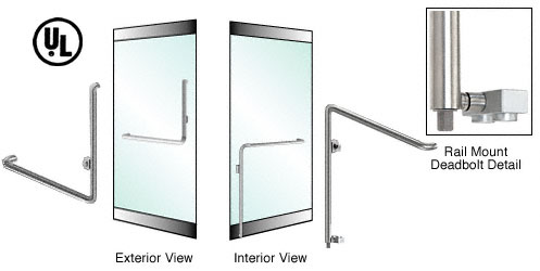 C.R. Laurence CRL Polished Stainless Left Hand Reverse Rail Mount Thumbturn/Cylinder Access &quot;B&quot; Exterior Bottom Securing Deadbolt Handle | DB110B4R1PS