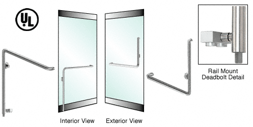C.R. Laurence CRL Brushed Stainless Left Hand Rail Mount Keyed Access &quot;B&quot; Exterior Bottom Securing Deadbolt Handle | DB110B6RKBS