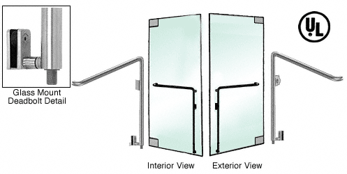 C.R. Laurence CRL Brushed Stainless Right Hand Double Acting Glass Mount Keyed Access &quot;C&quot; Exterior Bottom Securing Deadbolt Handle | DB110C1GKBS