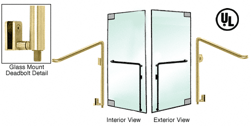 C.R. Laurence CRL Satin Brass Right Hand Double Acting Glass Mount Keyed Access &quot;C&quot; Exterior Bottom Securing Deadbolt Handle | DB110C1GKSB