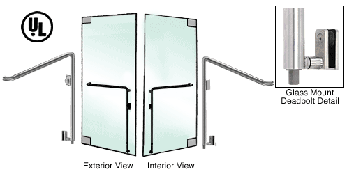 C.R. Laurence CRL Brushed Stainless Left Hand Double Acting Glass Mount Keyed Access &quot;C&quot; Exterior Bottom Securing Deadbolt Handle | DB110C2GKBS