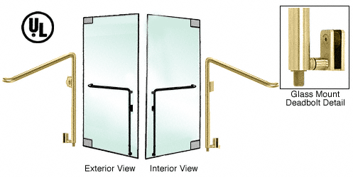 C.R. Laurence CRL Satin Brass Left Hand Double Acting Glass Mount Keyed Access &quot;C&quot; Exterior Bottom Securing Deadbolt Handle | DB110C2GKSB