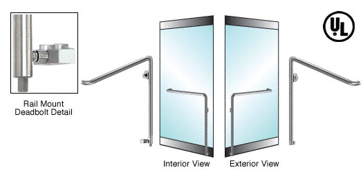 C.R. Laurence CRL Brushed Stainless Right Hand Reverse Rail Mount Cylinder/Thumbturn Access &quot;C&quot; Exterior Bottom Securing Deadbolt Handle | DB110C3R1BS