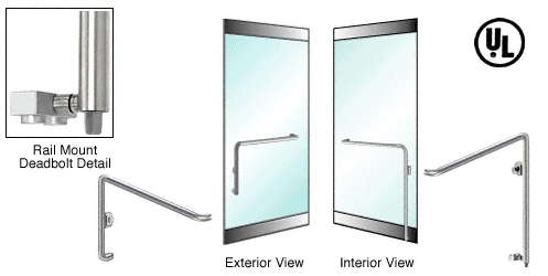 C.R. Laurence CRL Brushed Stainless Right Hand Swing Rail Mount Cylinder/Thumbturn &quot;E&quot; Exterior Bottom Securing Deadbolt Handle | DB110E5R1BS