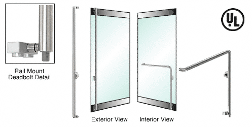 C.R. Laurence CRL Brushed Stainless Right Hand Swing Rail Mount Cylinder/Thumbturn &quot;F&quot; Exterior Bottom Securing Deadbolt Handle | DB110F5R1BS