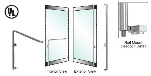 C.R. Laurence CRL Brushed Stainless Left Hand Swing Rail Mount Cylinder/Thumbturn &quot;F&quot; Exterior Bottom Securing Deadbolt Handle | DB110F6R1BS