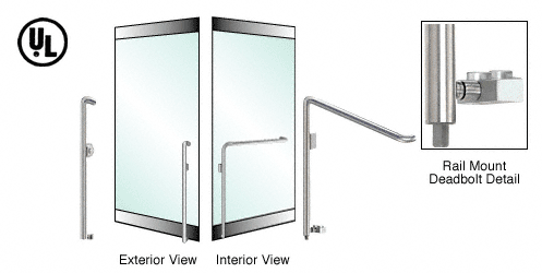 C.R. Laurence CRL Polished Stainless Left Hand Reverse Rail Mount Keyed Access &quot;K&quot; Exterior Bottom Securing Deadbolt Handle | DB110K4RKPS