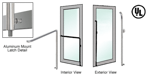C.R. Laurence CRL Brushed Stainless Right Hand Reverse Aluminum Door Mount Keyed Access &quot;M&quot; Exterior Bottom Securing Deadbolt Handle | DB110M3AKBS