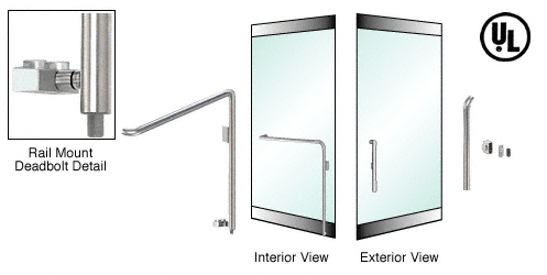 C.R. Laurence CRL Polished Stainless Right Hand Reverse Rail Mount Keyed Access &quot;P&quot; Exterior Bottom Securing Deadbolt Handle | DB110P3RKPS