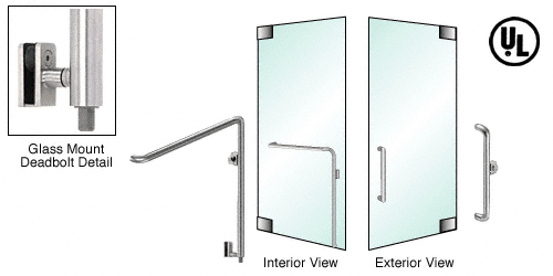 C.R. Laurence CRL Brushed Stainless Right Hand Reverse Swing Glass Mount Keyed Access &quot;Y&quot; Exterior Bottom Securing Deadbolt Handle | DB110Y3G1BS