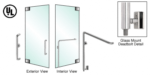 C.R. Laurence CRL Brushed Stainless Left Hand Reverse Swing Glass Mount Keyed Access &quot;Y&quot; Exterior Bottom Securing Deadbolt Handle | DB110Y4G1BS