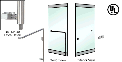 C.R. Laurence CRL Brushed Stainless Right Hand Reverse Rail Mount Keyed Access &quot;Z&quot; Exterior Bottom Securing Deadbolt Handle | DB110Z3RKBS