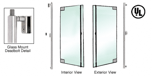 C.R. Laurence CRL Brushed Stainless Right Hand Double Acting Glass Mount Cylinder/Tumbturn &quot;F&quot; Top Secured Deadbolt Exterior Handle | DB130F1G1BS