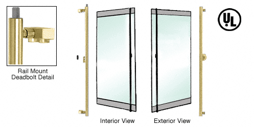 C.R. Laurence CRL Polished Brass Right Hand Double Acting Rail Mount Keyed Access &quot;F&quot; Top Secured Deadbolt Exterior Handle | DB130F1RKPB