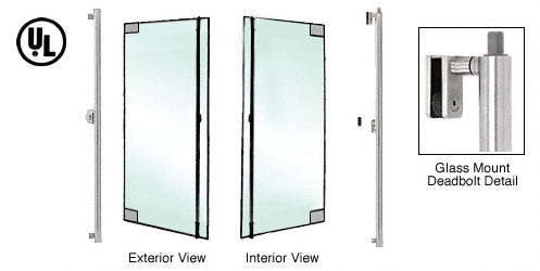 C.R. Laurence CRL Brushed Stainless Left Hand Double Acting Glass Mount Cylinder/Thumbturn &quot;F&quot; Top Secured Deadbolt Exterior Handle | DB130F2G1BS