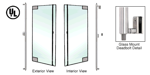 C.R. Laurence CRL Brushed Stainless Left Hand Double Acting Glass Mount Cylinder/Thumbturn &quot;F&quot; Top Secured Deadbolt Exterior Handle for 3/4&quot; Glass | 3D130F2GKBS