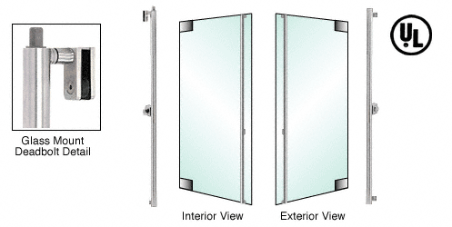 C.R. Laurence CRL Brushed  Stainless Right Hand Reverse Glass Mount Cylinder/Thumbturn &quot;F&quot; Top Secured Deadbolt Exterior Handle | DB130F3G1BS