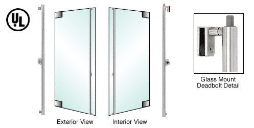C.R. Laurence CRL Polished Stainless Left Hand Reverse Glass Mount Cylinder/Thumbturn &quot;F&quot; Top Secured Deadbolt Exterior Handle for 3/4&quot; Glass | 3D130F4G1PS