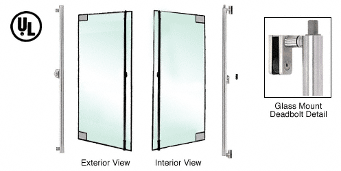 C.R. Laurence CRL Brushed Stainless Left Hand Double Acting Glass Mount Keyed Access &quot;F&quot; Top Secured Deadbolt Exterior Handle | DB130F4GKBS