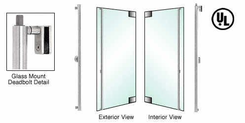 C.R. Laurence CRL Brushed Stainless Right Hand Glass Mount Keyed Cylinder Only Ext. &quot;F&quot; Top Secured Deadbolt Exterior Handle | DB130F5GKBS