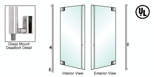 C.R. Laurence CRL Brushed Stainless Right Hand Double Acting Glass Mount Cylinder/Thumbturn &quot;F&quot; Bottom Secured Deadbolt Exterior Handle | DB131F1G1BS