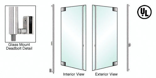 C.R. Laurence CRL Polished Stainless Right Hand Double Acting Glass Mount Keyed Access &quot;F&quot; Bottom Secured Deadbolt Exterior Handle | DB131F1GKPS