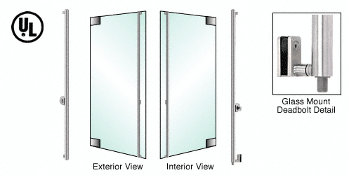 C.R. Laurence CRL Brushed Stainless Left Hand Double Acting Glass Mount Cylinder/Thumbturn &quot;F&quot; Bottom Secured Deadbolt Exterior Handle for 3/4&quot; Glass | 3D131F2G1BS