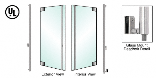 C.R. Laurence CRL Polished Stainless Left Hand Double Acting Glass Mount Keyed Access &quot;F&quot; Bottom Secured Deadbolt Exterior Handle | DB131F2GKPS