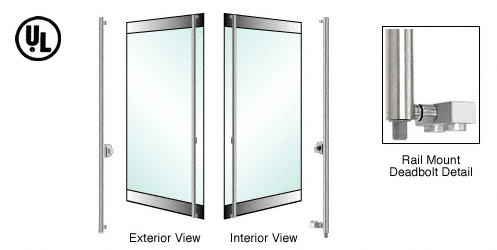 C.R. Laurence CRL Polished Stainless Left Hand Double Acting Cylinder Outside, Thumbturn Inside &quot;F&quot; Bottom Secured Deadbolt Exterior Handle | DB131F2R1PS