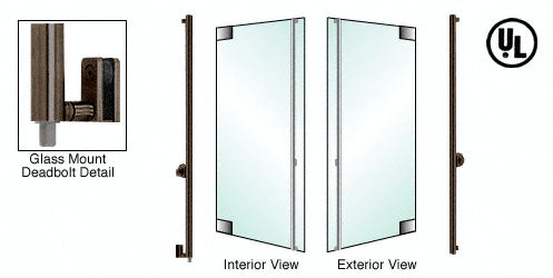 C.R. Laurence CRL Oil Rubbed Bronze Right Hand Reverese Glass Mount Keyed Cylinder/Thumbturn &quot;F&quot; Bottom Secured Deadbolt Exterior Handle | DB131F3G10RB
