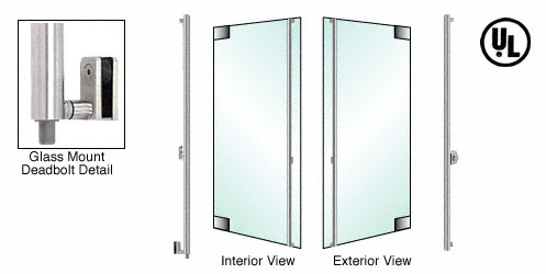 C.R. Laurence CRL Brushed Stainless Right Hand Reverse Glass Mount Keyed Access &quot;F&quot; Bottom Secured Deadbolt Exterior Handle | DB131F3GKBS