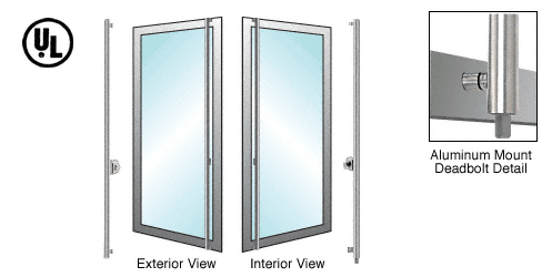 C.R. Laurence CRL Brushed Stainless Left Hand Reverse Aluminum Door Cylinder/Thumbturn &quot;F&quot; Bottom Secured Deadbolt Exterior Handle | DB131F4A1BS