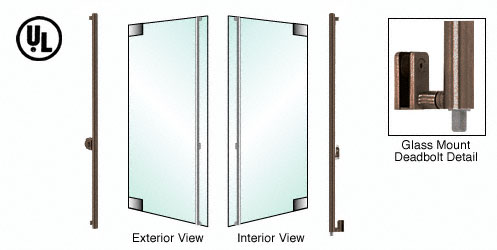 C.R. Laurence CRL Oil Rubbed Bronze Left Hand Reverse Glass Mount Keyed Access &quot;F&quot; Bottom Secured Deadbolt Exterior Handle | DB131F4GK0RB